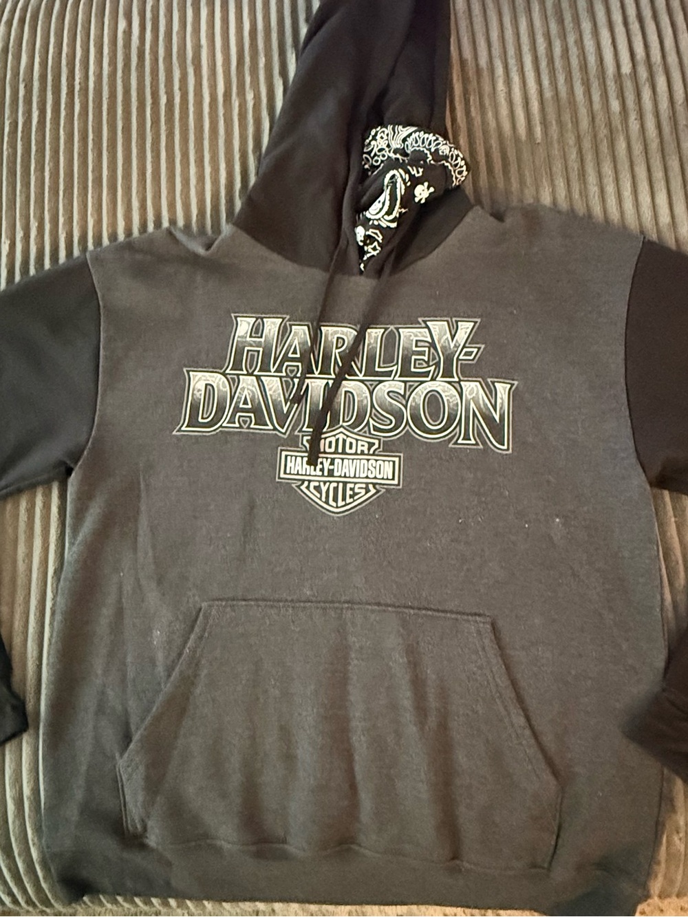 Harley-Davidson Black Pullover Hoodie with White Logo